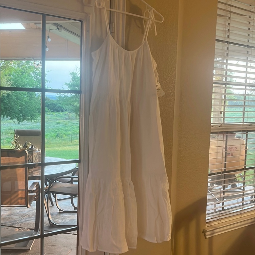 Beautiful, off-white, flowing, summer dress.